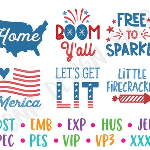 4th of July Embroidery Designs for Kids, Patriotic Embroidery Pattern, USA Embroidery Designs Kids Embroidery, Machine Embroidery Bundle