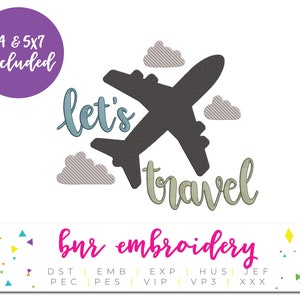 Travel Embroidery Design, 2 Sizes, Adventure Embroidery Design, Embroidery Pattern, Embroidery File, Instant Download