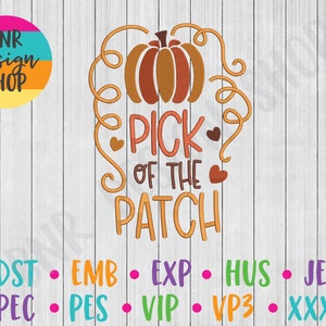 Pick of the Patch Embroidery, 3 Sizes, Fall Machine Embroidery Design, Pumpkin Embroidery, Embroidery Pattern, Embroidery File