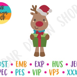 Reindeer Embroidery, 3 Sizes, Christmas Machine Embroidery Design, Embroidery Design, Embroidery Pattern, Embroidery File