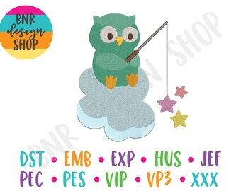 Owl Embroidery Design, 2 Sizes, Nursery Machine Embroidery Design, Embroidery Pattern, Embroidery File, Instant Download