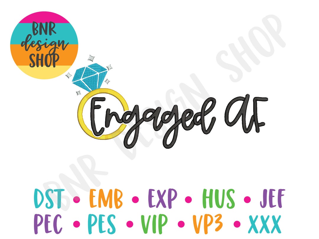 Engaged Embroidery Design, 3 Sizes, Wedding Embroidery, Embroidery ...
