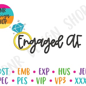 Engaged Embroidery Design, 3 Sizes, Wedding Embroidery, Embroidery Design, Embroidery Pattern, Embroidery File