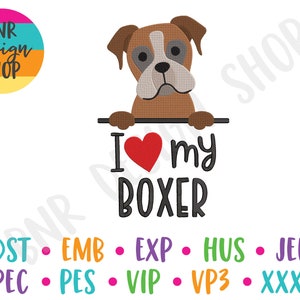 Dog Mom Embroidery Design, Boxer Embroidery, 3 Sizes, Dog Embroidery, Animal Machine Embroidery, Embroidery Pattern, Embroidery File