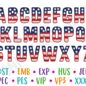 Embroidery Fonts, Embroidery for 4th of July Embroidery Designs, BX Fonts for Machine Embroidery, Embroidery Fonts PES Embroidery File