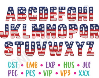 Embroidery Fonts, Embroidery for 4th of July Embroidery Designs, BX Fonts for Machine Embroidery, Embroidery Fonts PES Embroidery File