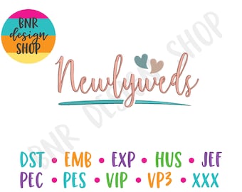 Newlyweds Embroidery, 3 Sizes, Wedding Machine Embroidery Design, Embroidery Pattern, Embroidery File, Instant Download