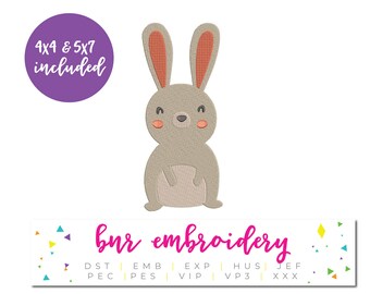 Bunny Embroidery Design, Rabbit Embroidery, Woodland Embroidery Design, Embroidery Pattern, Embroidery File