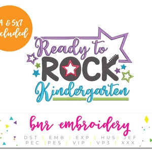 Back to School Embroidery Design, Kindergarten Embroidery Design for Kindergartners or Teachers