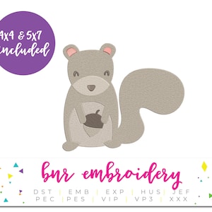 Squirrel Machine Embroidery Design, Woodland Embroidery Design, Embroidery Pattern, Embroidery File