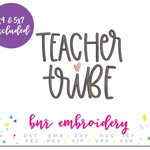 Teacher Embroidery Design, Back to School Embroidery, Teacher Tribe Machine Embroidery Design for Teachers and Back to School