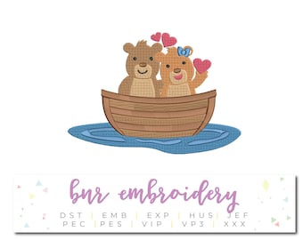 Love Embroidery Design, Bear Embroidery Design, Valentine Embroidery Pattern, Embroidery File, Instant Download