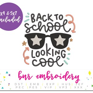 Back to School Stickmuster für Jungen, PES Stickdatei für die Schule, Kinderstickerei für Mädchen, Lehrer Stickdatei