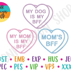 Dog Mom Embroidery Designs Dog, Candy Heart Embroidery File for Valentines, Dog Embroidery Pattern Machine, Heart Embroidery Design Trendy