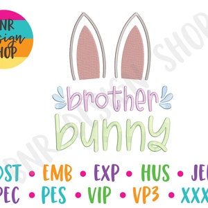 Easter Embroidery Design, Brother Bunny Embroidery, 3 Sizes, Embroidery Pattern, Embroidery File, Instant Download