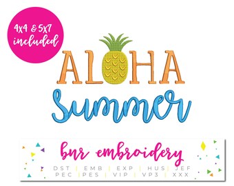 Hawaii Embroidery Design, Aloha Embroidery Design, Summer Embroidery Design, Embroidery Pattern, Embroidery File, Instant Download