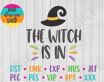 Halloween Embroidery Design, 2 Sizes, Witch Machine Embroidery Design, The Witch is In Embroidery, Embroidery Pattern, Embroidery File