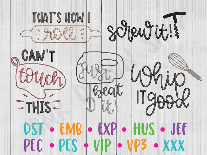 Funny Kitchen Towel Embroidery Design Bundle Machine Pattern File Digital Download