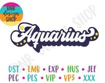 Aquarius Embroidery Design, Zodiac Sign Embroidery Design for Hats, Horoscope Embroidery File Aquarius, Zodiac Embroidery Design for Machine
