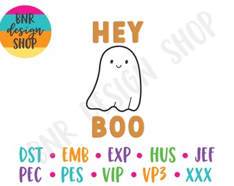Halloween Embroidery Designs for Machine, Hey Boo Embroidery Designs for Halloween, Ghost Embroidery, Boo Embroidery File, Trendy Embroidery