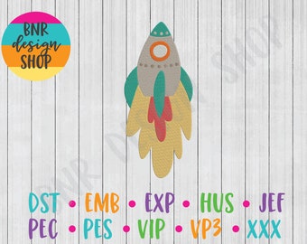 Spaceship Embroidery Design, 2 Sizes, Space Machine Embroidery Design, Embroidery Pattern, Embroidery File, Instant Download