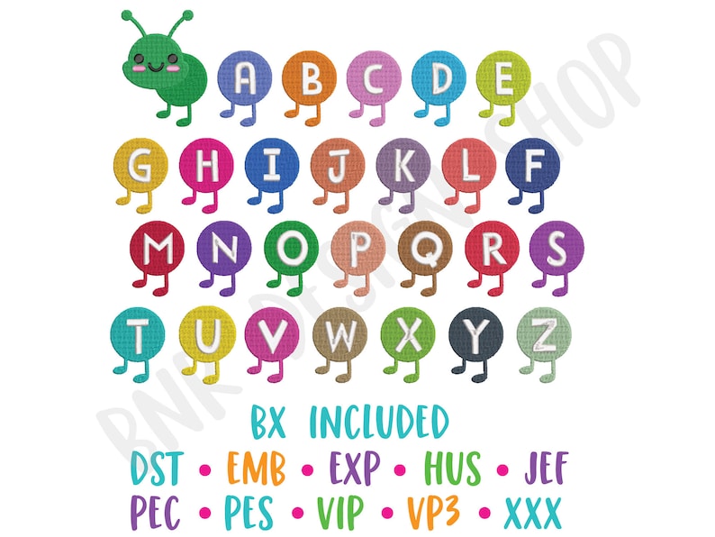 Embroidery Font BX for Machine Embroidery PES Font Alphabet Digital Download