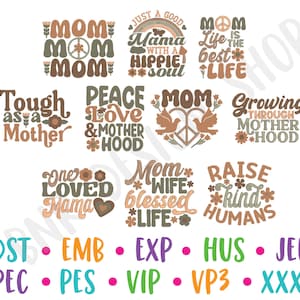 Mom Embroidery Bundle, 10 Designs, Retro Embroidery Design, Embroidery Design, Embroidery Pattern, Embroidery File