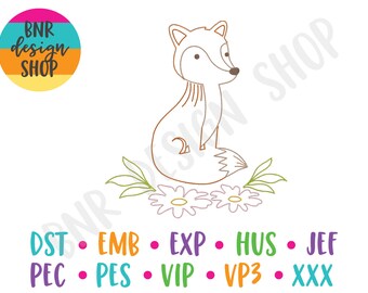 Fox Embroidery Design for Woodland Animals, Fox Embroidery Pattern for Machines, Baby Embroidery Pattern Fox, Embroidery File for Kids