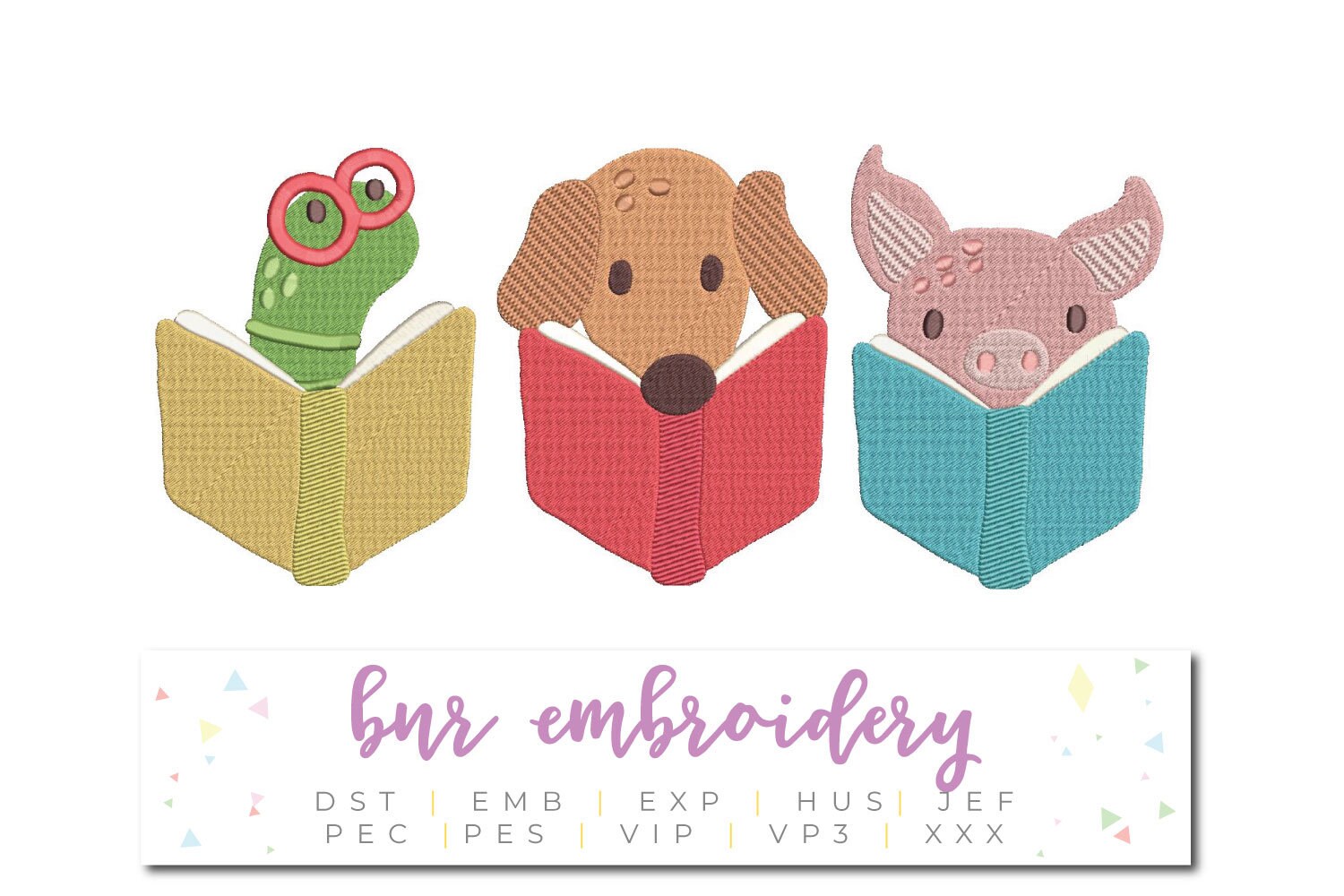 Animals Machine Embroidery Animals Reading Embroidery Animal Etsy