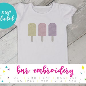 Popsicle Quick Stitch Embroidery Sketch Fill Style Popsicle Machine Embroidery Design for Summer and Kids