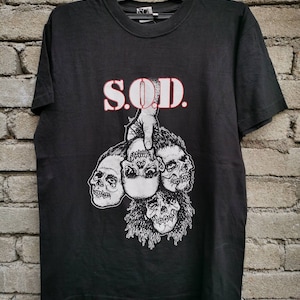 VINTAGE 1990&#39;s S.O.D Stormtroopers of Death Pushead Design Artwork SOD T-SHIRT anthrax