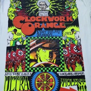 Rzadka koszulka z lat 80. z filmu Clockwork Orange Stanley Kubrick Kryminał Horror Kultowy film zdjęcie 2