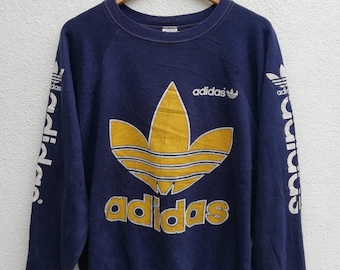 Sudadera vintage Adidas con logo grande y cuello redondo, estilo hip hop y rap 50/50