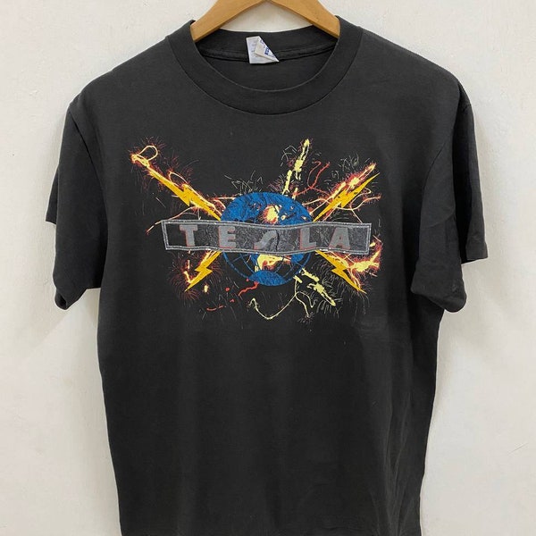 Vintage 1987 Tesla Mechanical Resonance Tour T-shirt