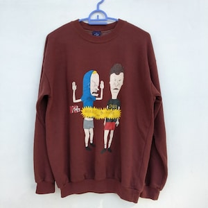 Vintage 1995 MTV Television Beavis and Butt-head School Sucks Butthead Mike Judge Pop Culture Cartoon TV Show Sweatshirt Punk Size M