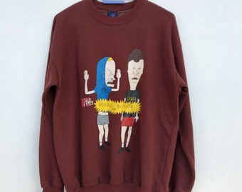 Vintage 1995 MTV Television Beavis and Butt-head School Sucks Butthead Mike Judge Pop Culture Cartoon TV Show Sweatshirt Punk Size M