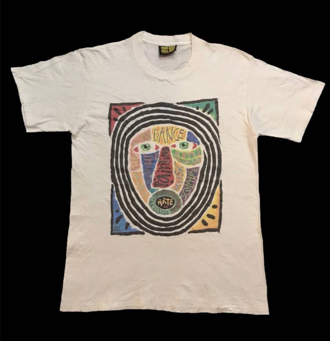 Vintage Keith Haring Shirt M Pop Art break dancing rugby polo