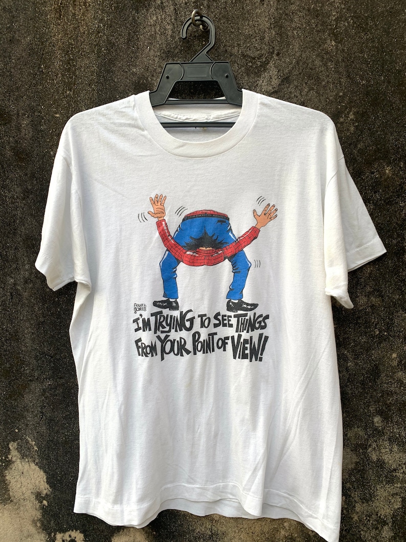 Vintage 80\u2019s Frank a Jones artwork I\u2019m Trying To See Things From Your Point Of View T shirt Size L frank jones jasper johns pollock
