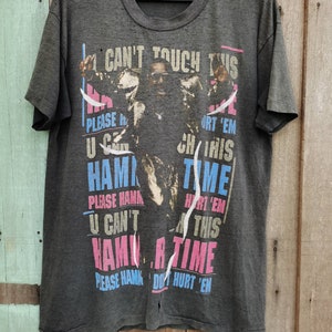 Distressed Vintage 1990 MC HAMMER U Can&#39;t Touch This T-Shirt Hip Hop Rap Tees 2PAC Gangsta tupac nwa death row snoop dog