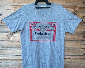 Vintage 1980's Budweiser Logo Print T-shirt Size L surf skate racing