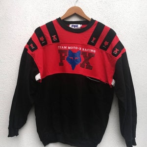 Rare Vintage 1990&#39;s Fox Team Moto-x  Racing Motocross Sweatshirt Size XL ricky johnson damon bradshaw Jeremy mcgrath AMA