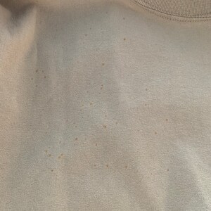 Puede incluir: Primer plano de una tela beige claro con varias manchas marrones peque&ntilde;as.