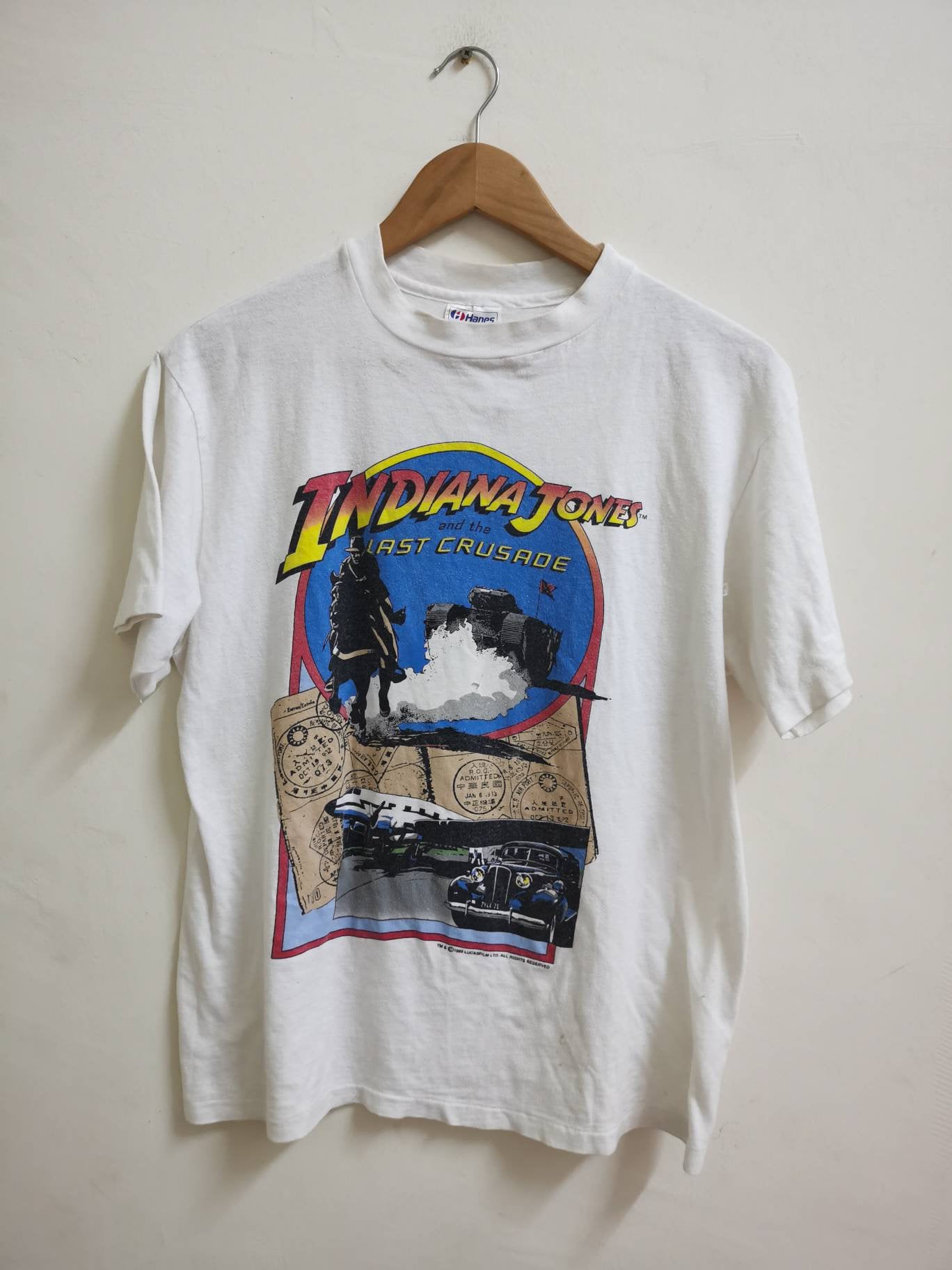 Vintage 1989 Indiana Jones and the Last Crusade Movie Shirt White 