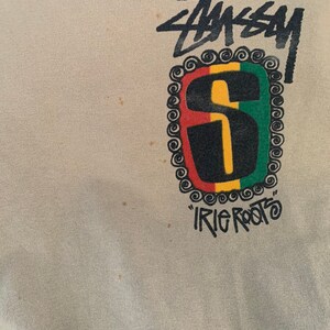 Camiseta vintage auténtica de Stussy "Irie Roots" de la tribu / Camiseta de skate / skate / rasta / hippies / reggae, talla M imagen 4