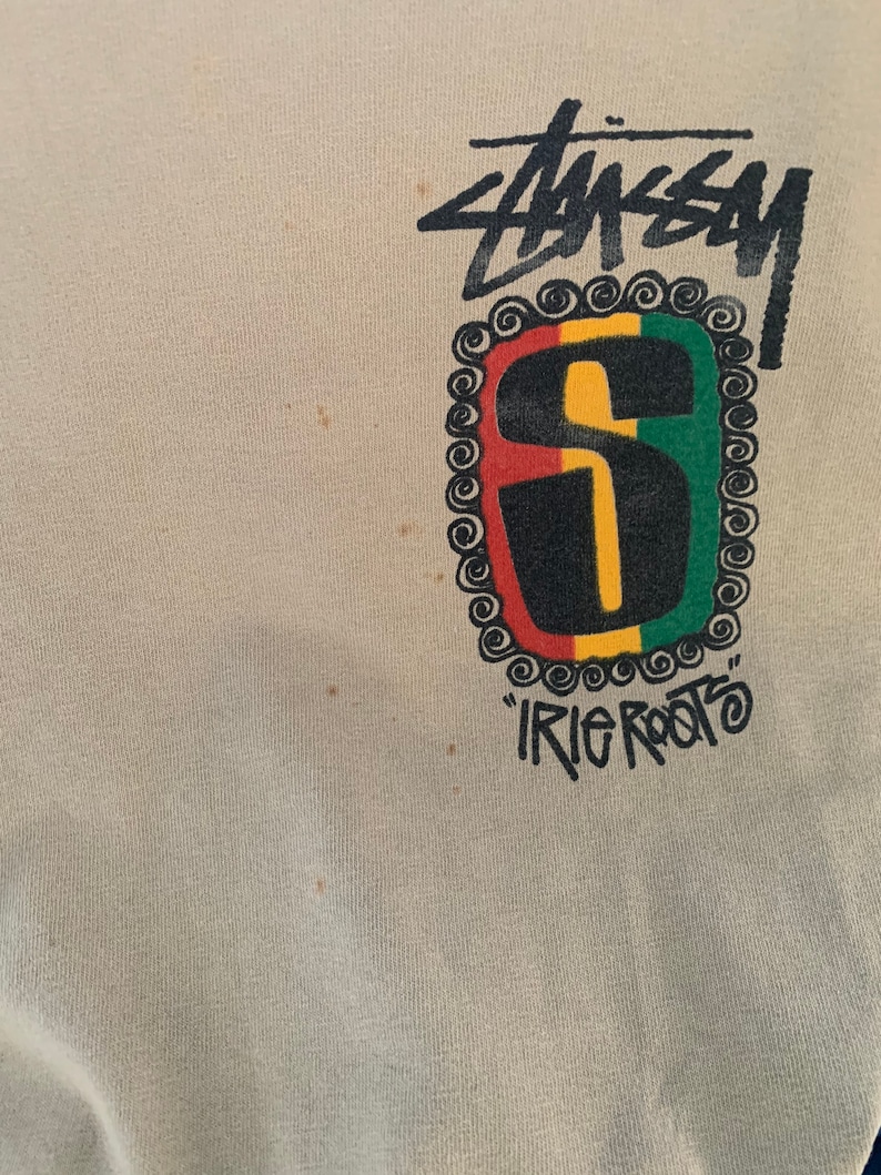 Camiseta vintage auténtica de Stussy "Irie Roots" de la tribu / Camiseta de skate / skate / rasta / hippies / reggae, talla M imagen 4