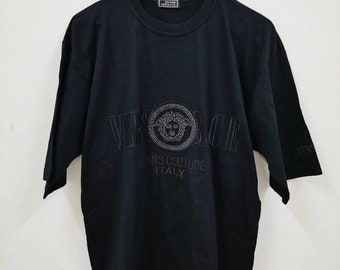 Vintage 1990's Versace Jeans Couture Medusa Embroidered Tshirt  medusa logo gianni versace