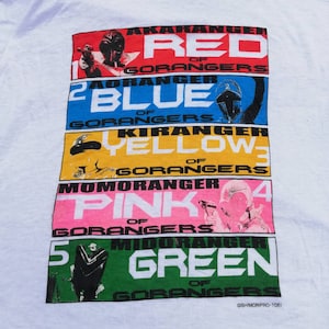 Rare Vintage 80&#39;s Himitsu Sentai Goranger Toei Manga Super Sentai Promo T-shirt Ishimori Production Gorenger Anime Kamen Rider