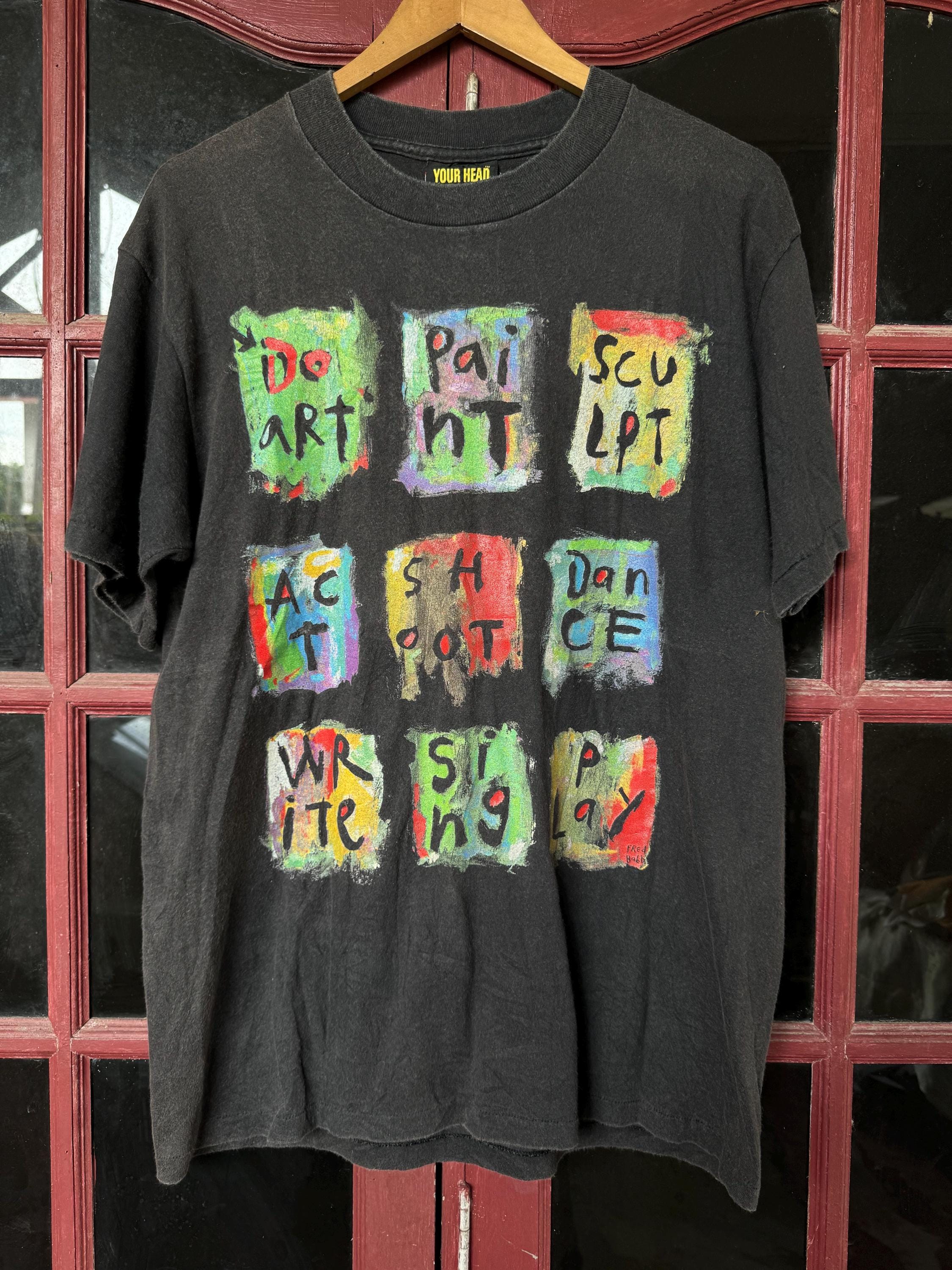 Vintage 90s Fred Babb Artwork T Shirt Pop Art Jackson Pollock 