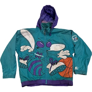 Vintage 90s Starter J Cole Charlotte Hornets Hooded NBA
