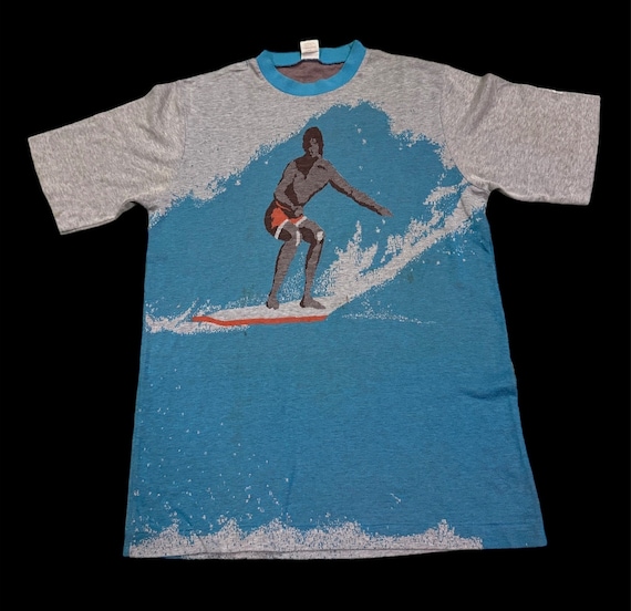 お歳暮ならオンライン Surfing Ten Hang Vintage 80s 70's Double T-shirt Print Sides ウェア